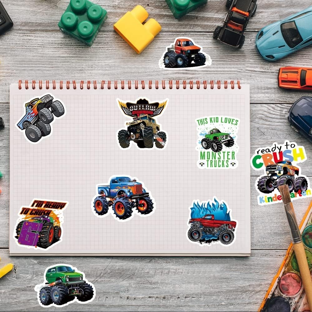 100PCS Monster Truck Stickers Truck Car Stickers for Kids Truck Stickers Water