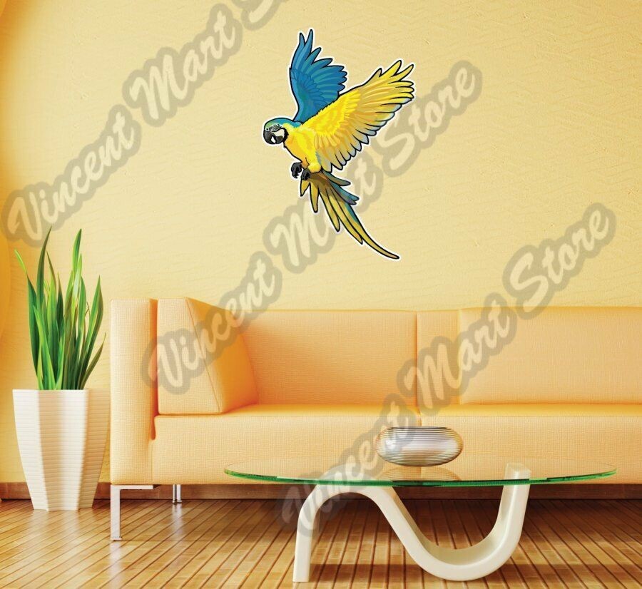 Blue-And-Yellow Macaw Ara Parakeet Wall Sticker Room Interior Decor 18"X25"