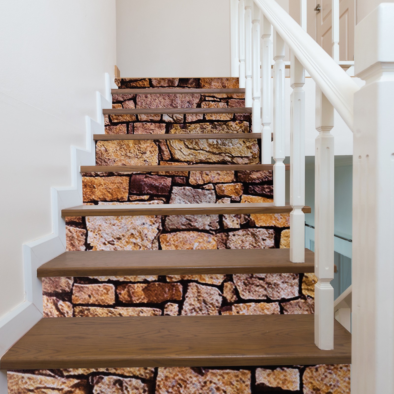 13 Packs Stair Stickers 39"x7" Self-Adhesive Staircase Decals Stone Pattern