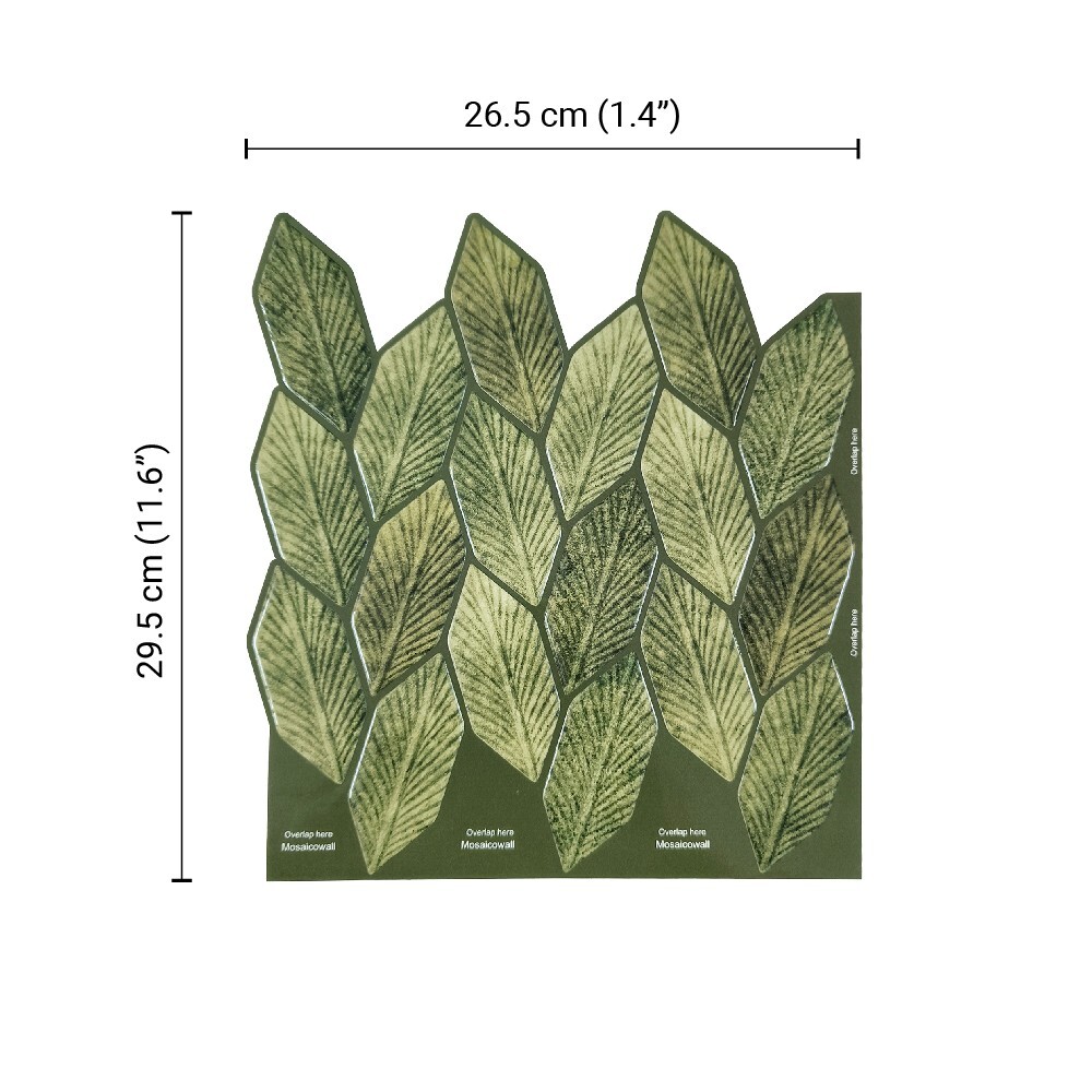 3D Petal Peel and Stick Tiles for Wall Beige and Light Olive Green Stick on Tile