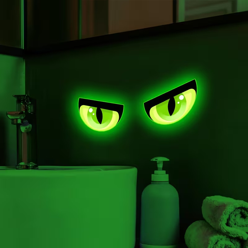 Glow-In-The-Dark Toilet Eyes Restroom Bathroom Washing Washer Sticker Decal