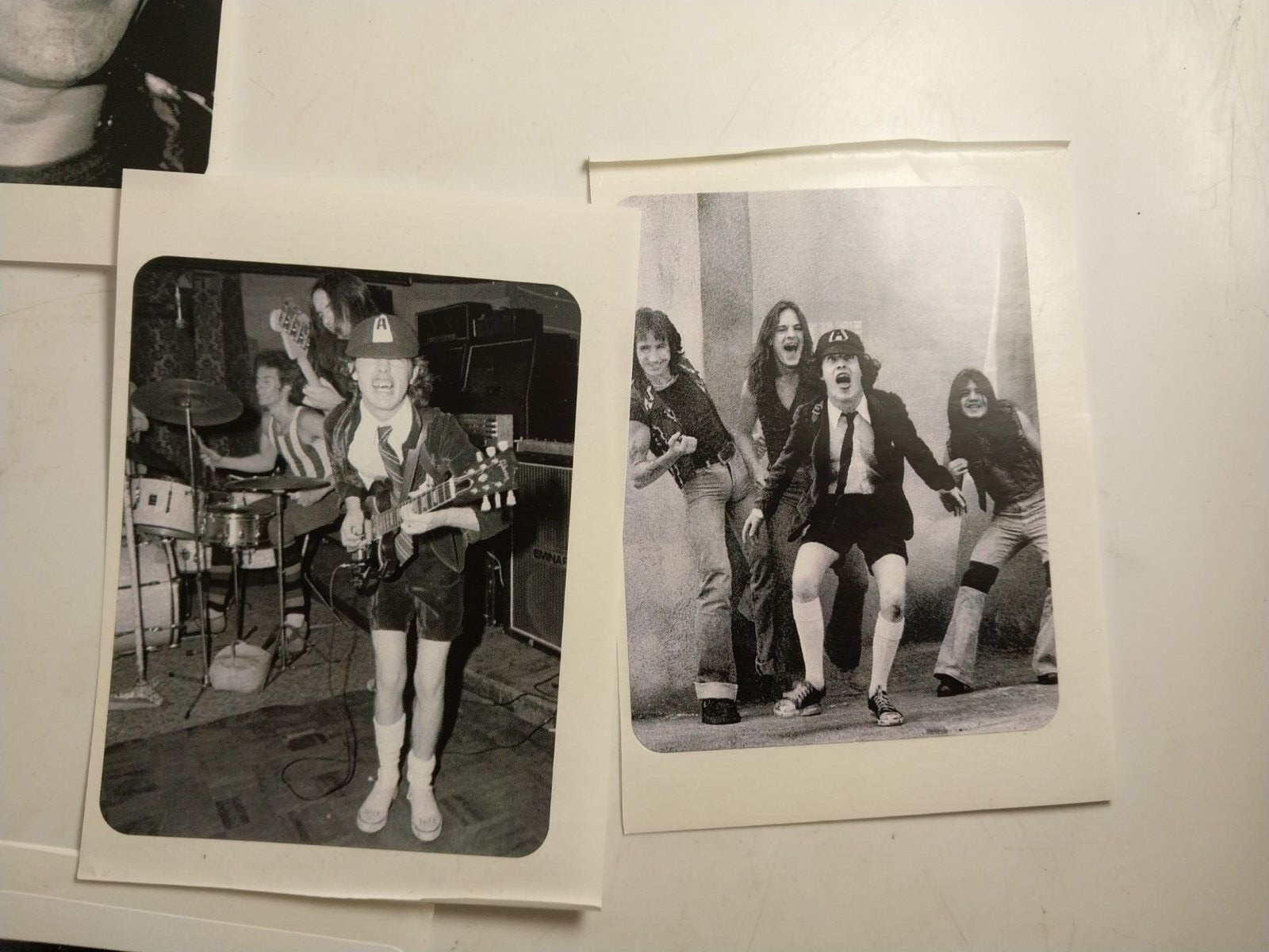AC/DC 10 Stickers Lot B&W Photos Classic Rock Band ACDC Angus Young Malcom Phil