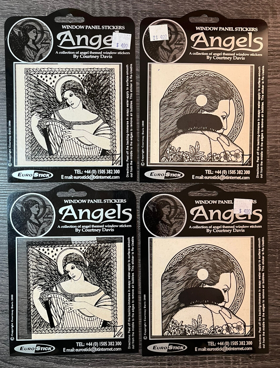 Lot of 5 ANGELS WINDOW PANEL STICKERS by COURTNEY DAVIS