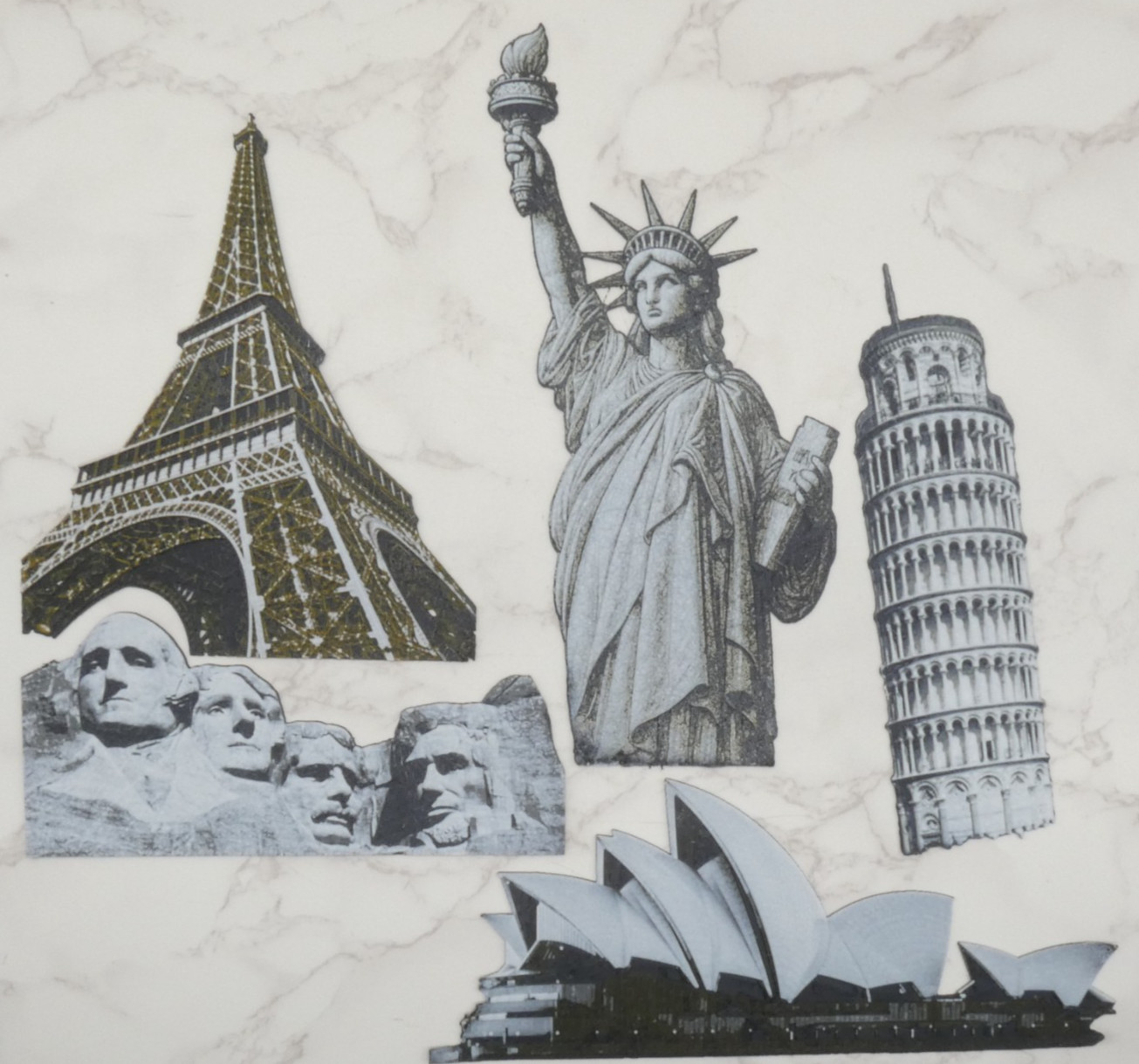 World Landmarks Wall Decoration Set Textured 3D Design Unique Travel Gifts