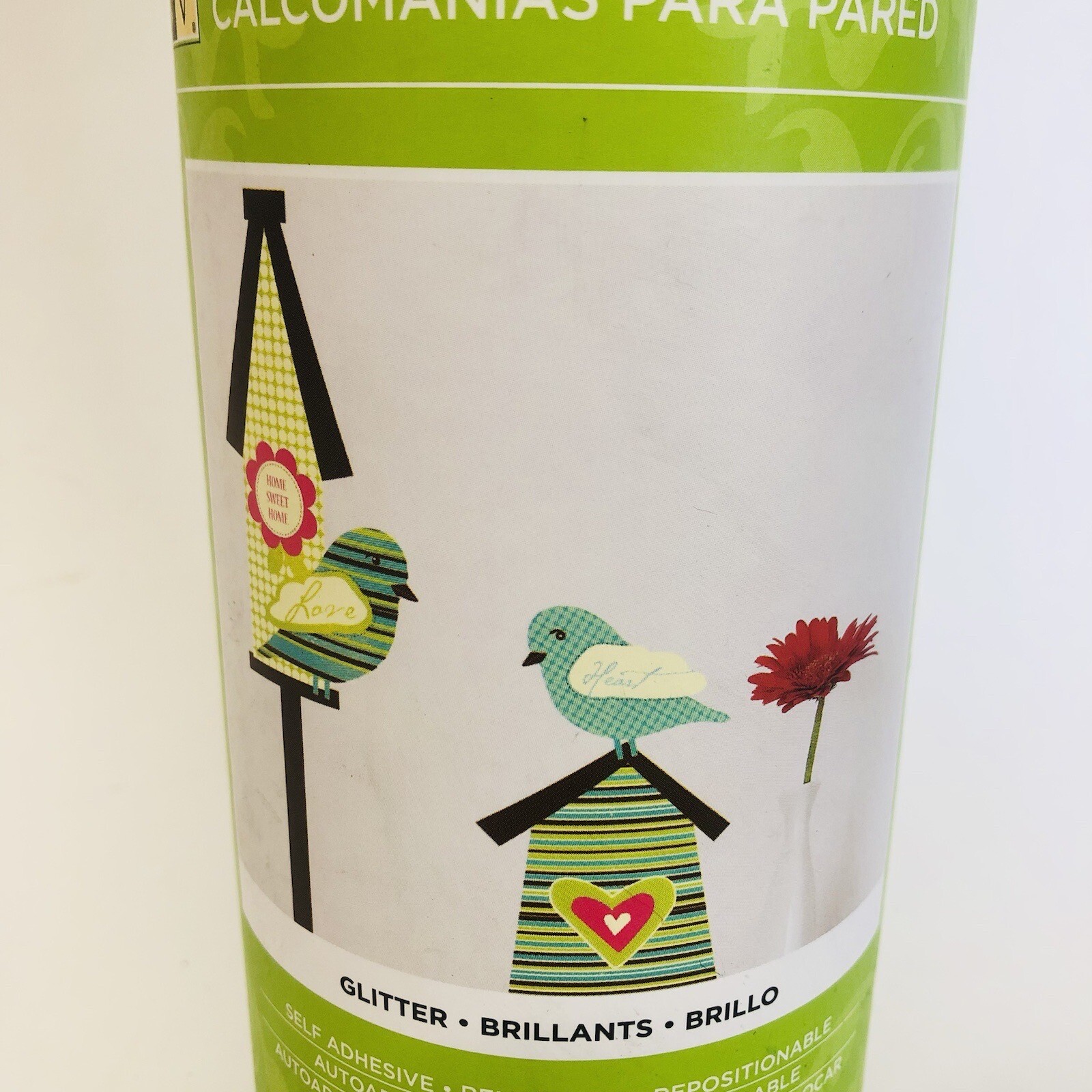 DCWV Decal Wall Art Birdhouses With Birds, Heart, Flower Regular Peel & Stick