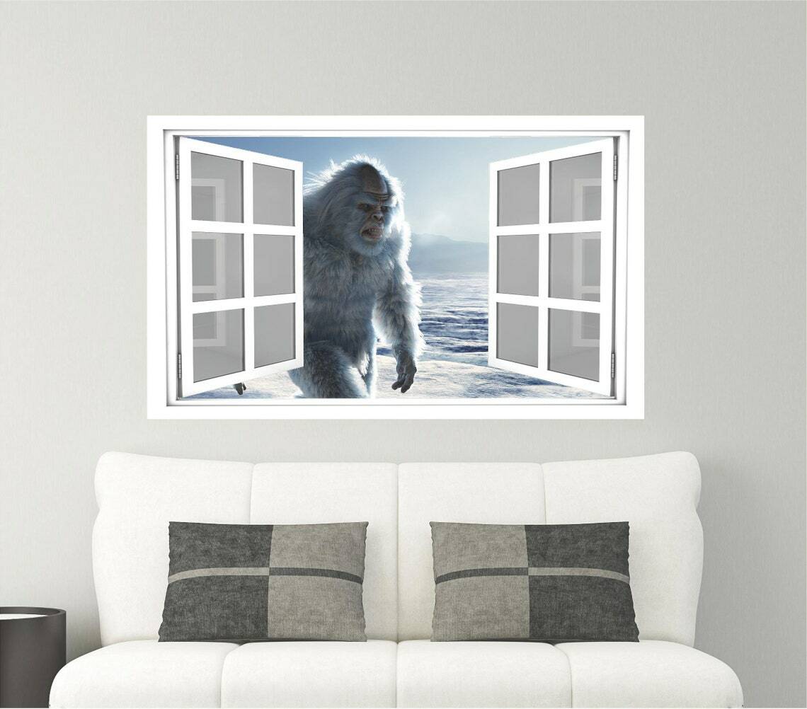 WindowScape Yeti Big Foot 3D Window Wall Decal Abominable Snowman Vinyl Sticker