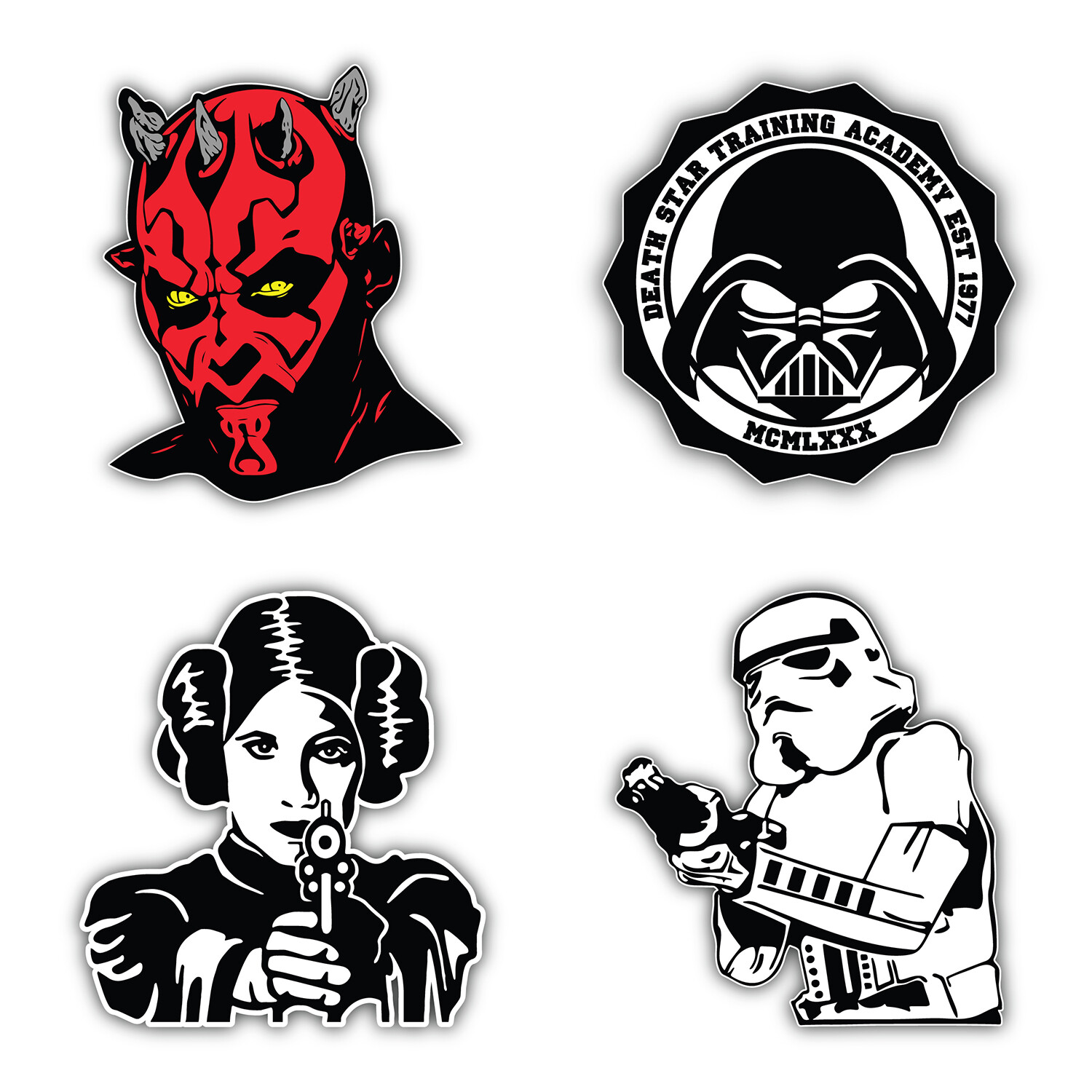 Star Wars Cartoon Set Of 4 Vinyl Sticker Decal – 5" longer side ID:2