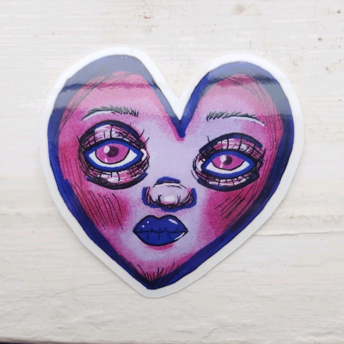 Heart Shaped Vinyl Decal Sticker, Pink Blue White, For Door Window Wall