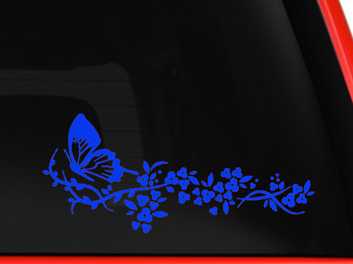 Flower and Butterfly, beautiful nature Decal Stickers Car Window Truck laptop 6"