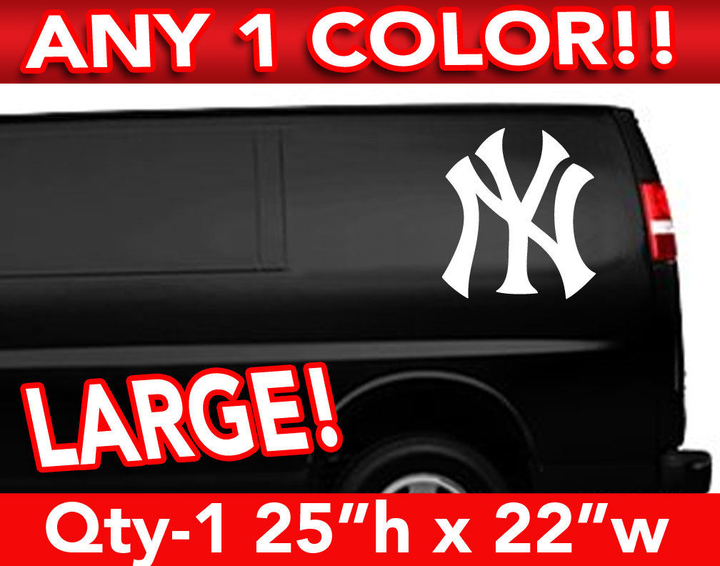 NEW YORK YANKEES " NY " Solid Logo LARGE DECAL STICKER 22"w x 24"h ANY 1 COLOR