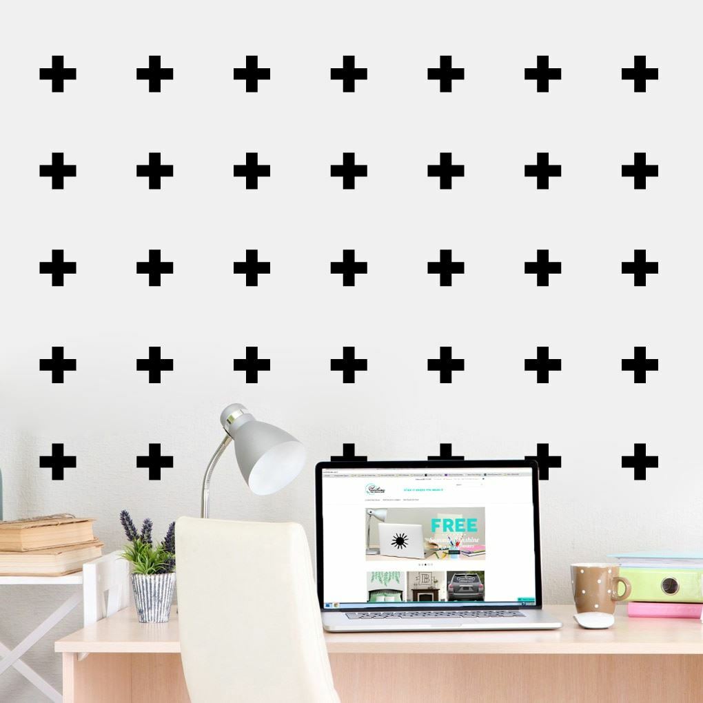 Plus Sign Wall Decal Set – Pattern, Shapes, Wall Accents, Vinyl Wall Sticker