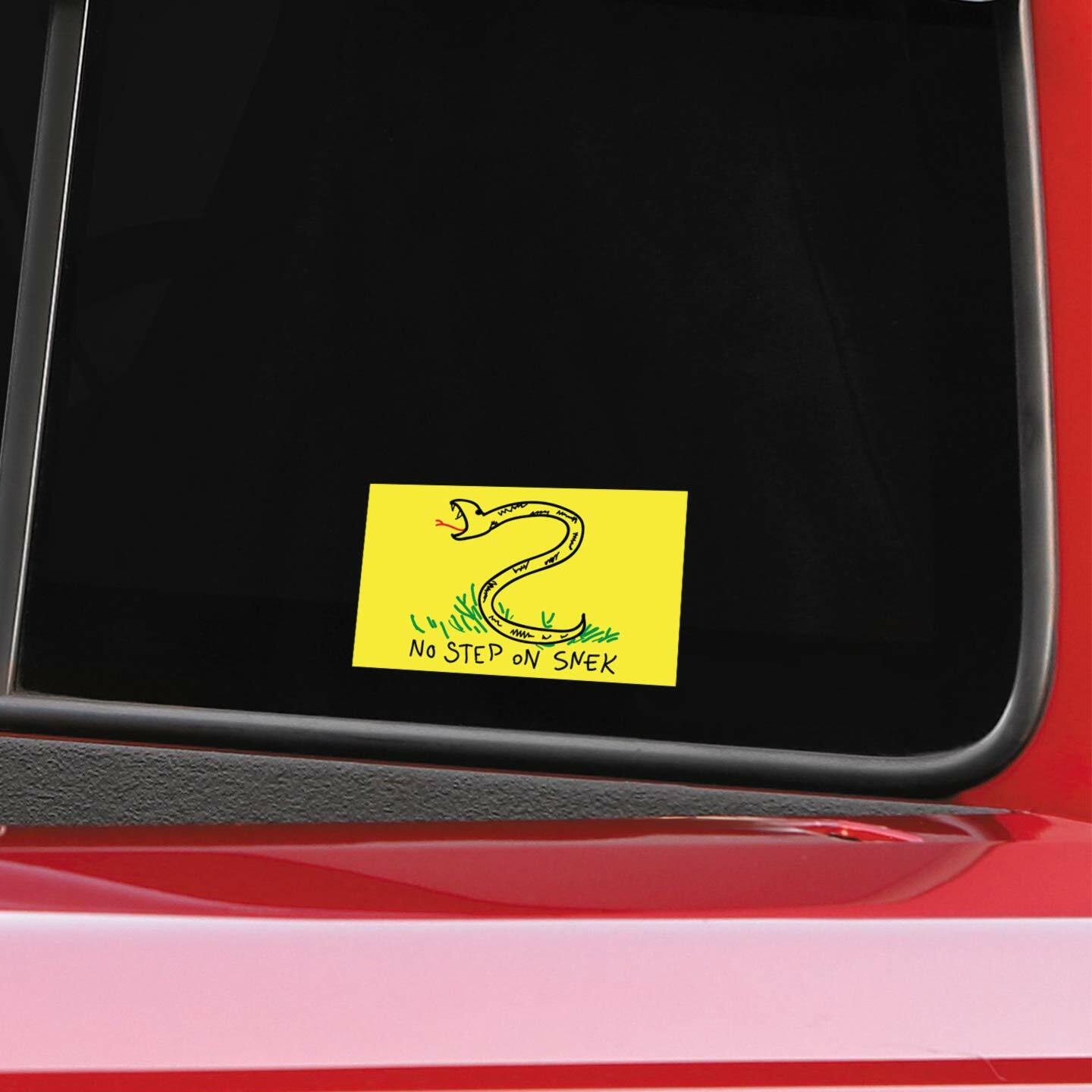 NO STEP ON SNEK FLAG STICKER FUNNY GADSDEN VINYL DECAL 2-PACK 5 BY 3 INCHES