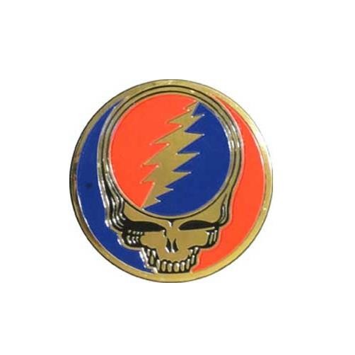 Grateful Dead Steal Your Face Round Metallic Emblem Sticker Decal Rock