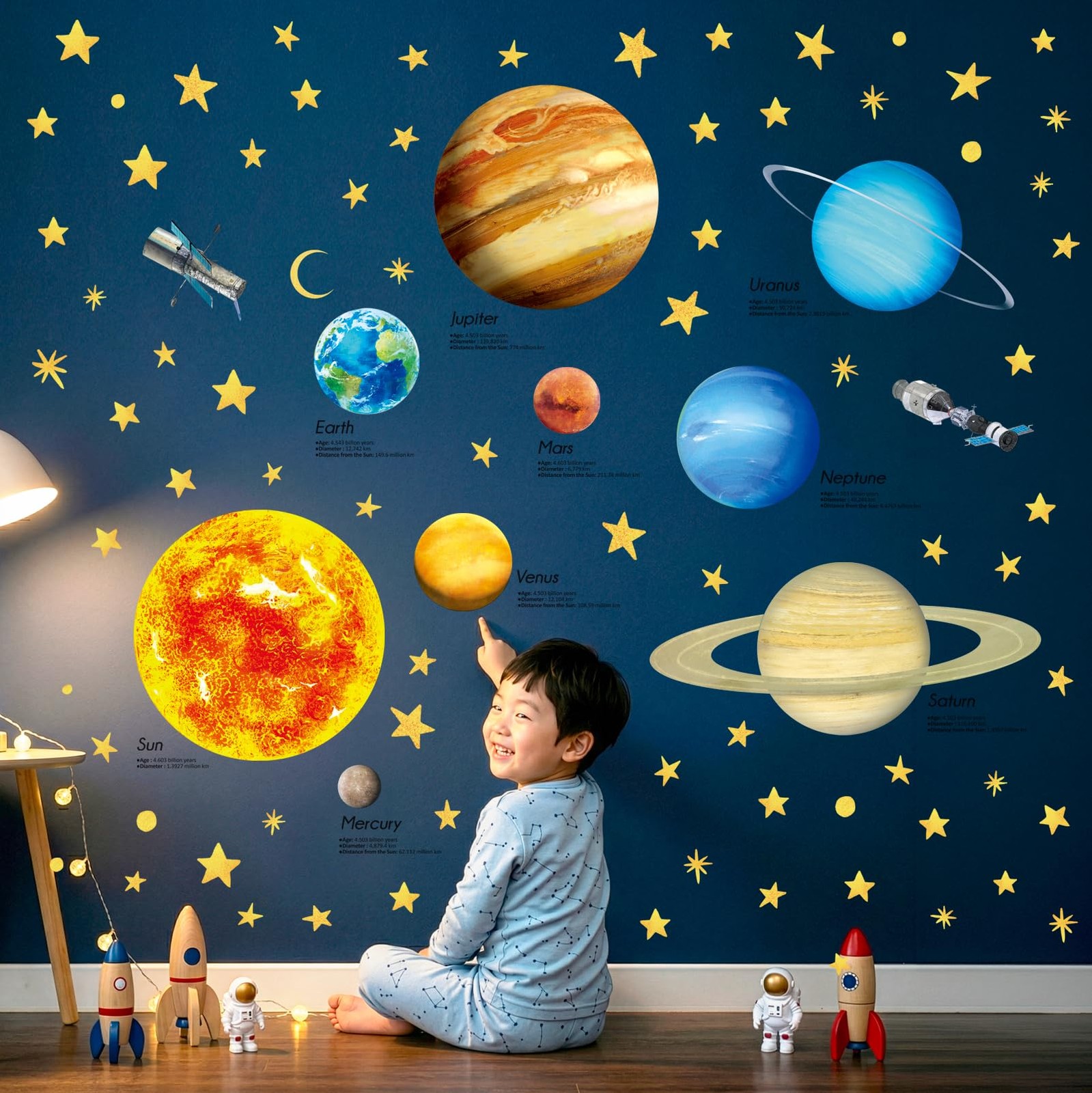 DS9-2007 Solar System Wall Stickers Wall Decals Peel and Stick Removable Wall…