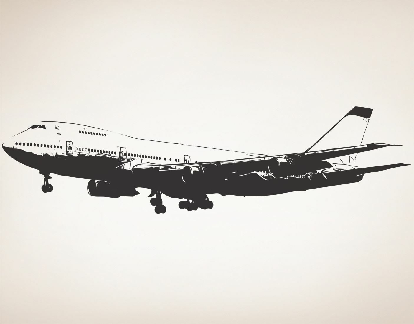 Large 747 Airplane Wall Decal Sticker by Stickerbrand. Flying Plane #6031
