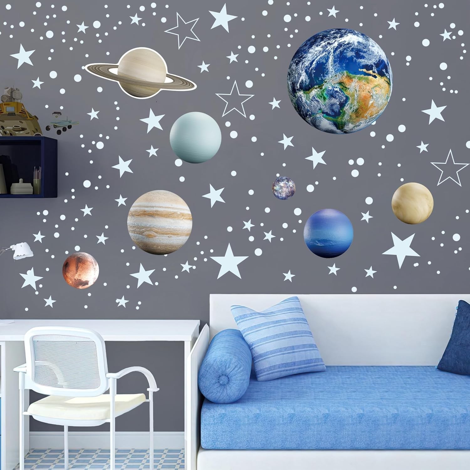 Glow in The Dark Stars Solar System Wall Decals, The Earth Wall Stickers for …