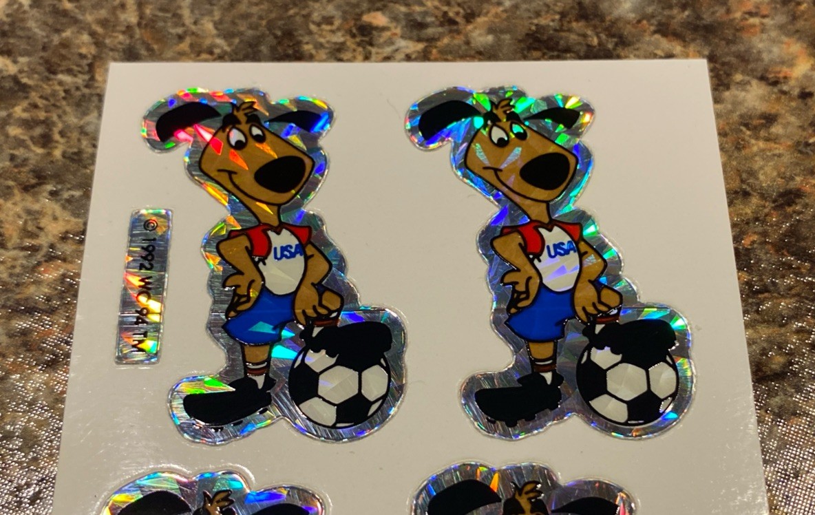 1994 World Cup Soccer USA dog U-Seal-It Vending Prismatic Prism Sticker Decal
