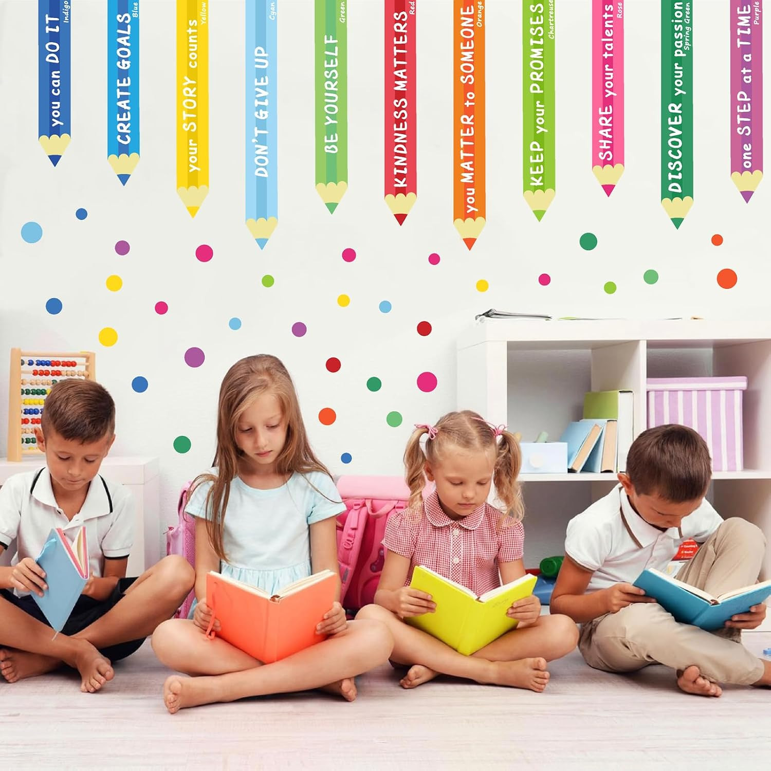 Colorful Kids Playroom Wall Decals – Staircase Door Art Sticker