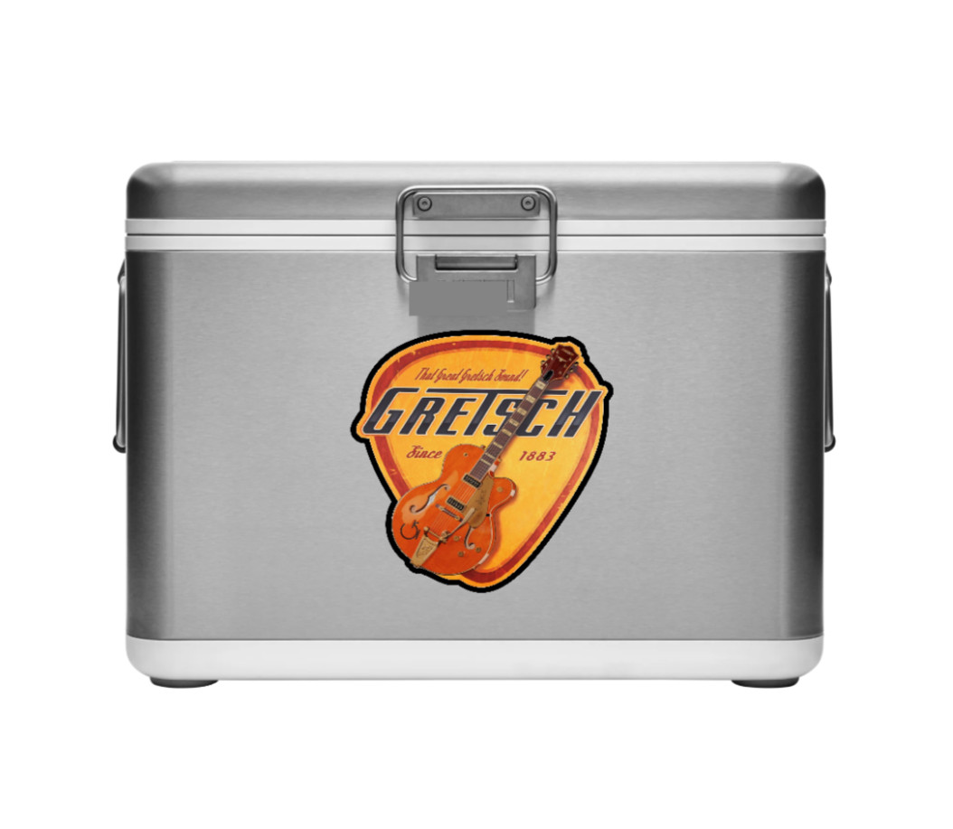 Guitar Gretsch Vintage – 4in Handmade Vinyl Decal Auto Cooler Laptop Case Decor