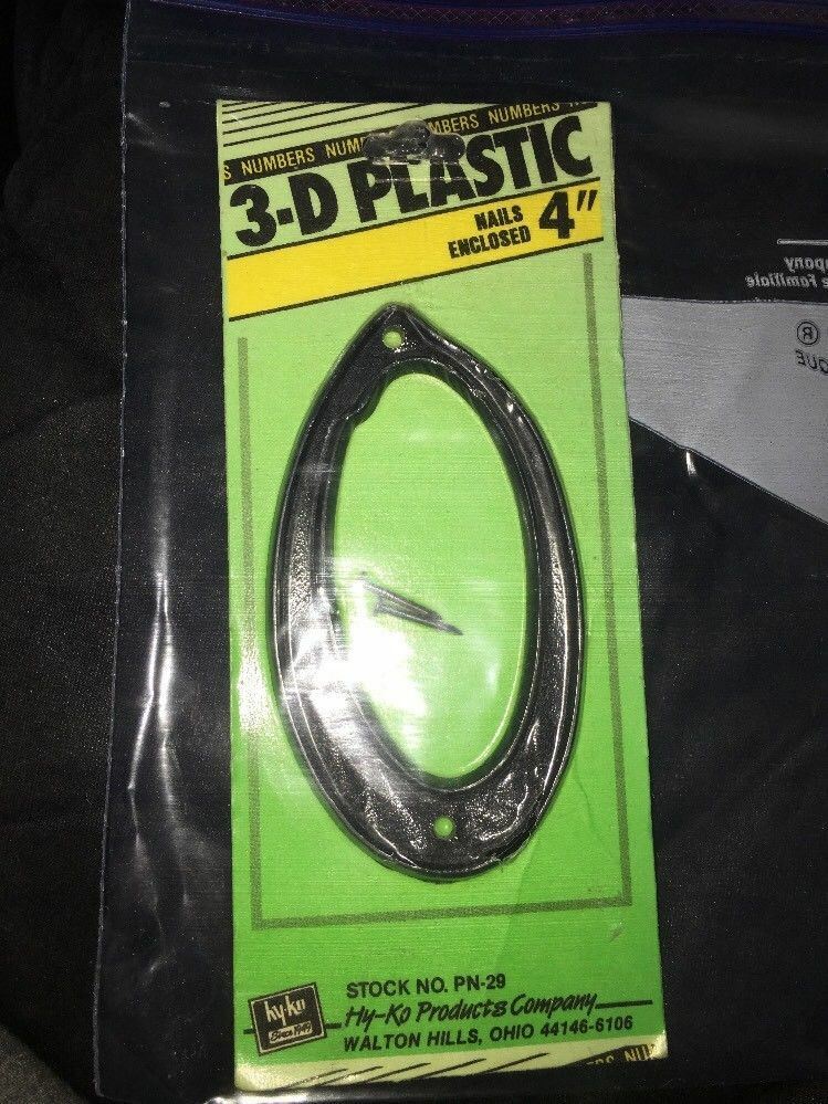 Hy-Ko 3-D Plastic House Number 0 Black 4"