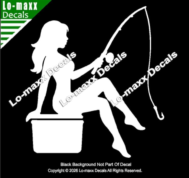 Mudflap Fishing Girl Die Cut Vinyl Decal High Performance Truck Car Sticker