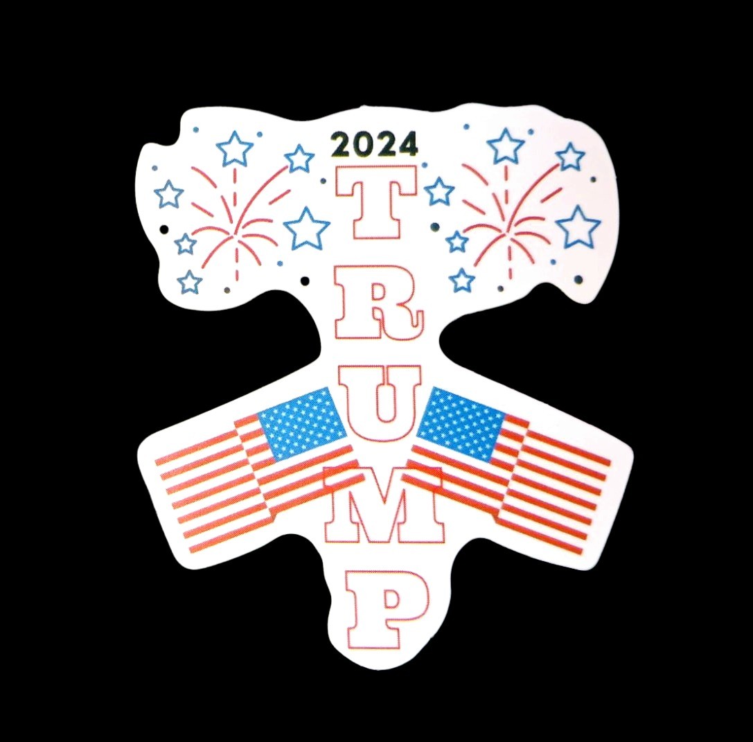 Trump 2024 Fireworks Patriotic Sticker Stars Flags USA Election