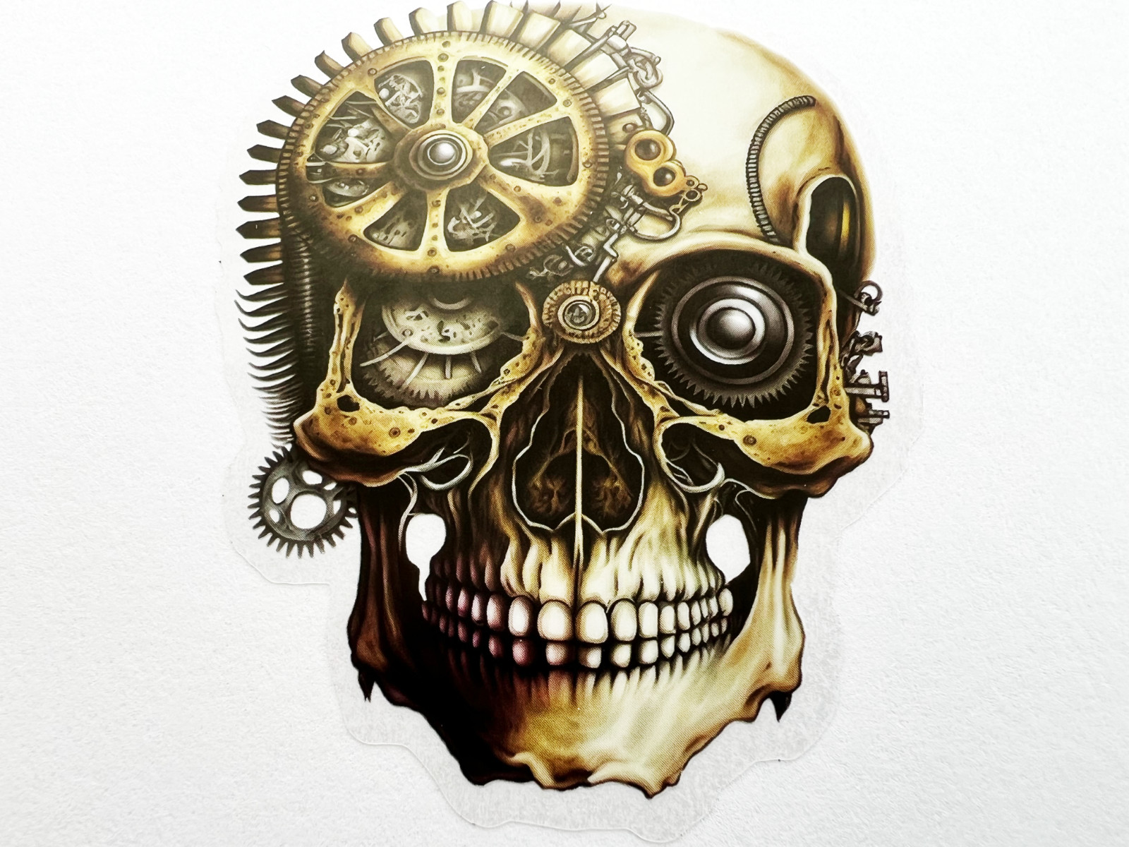 Mechanical Skull Head 3 Inch Transparent Sticker Bone Skeleton Decal