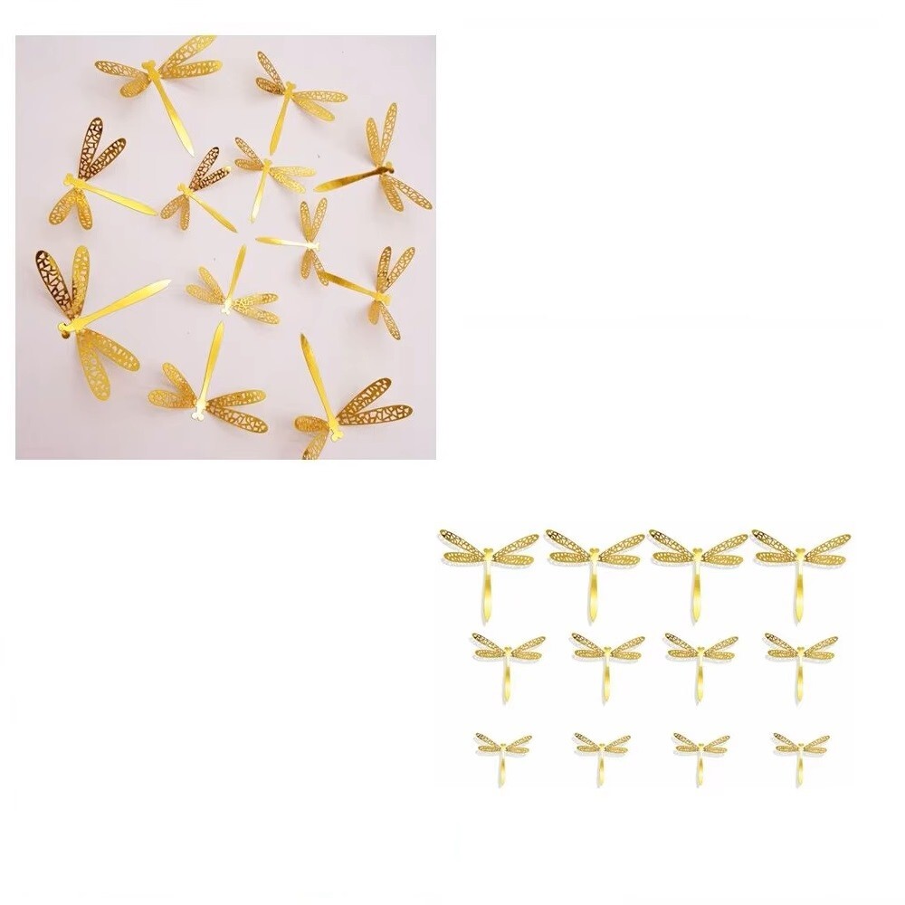12 Pieces Gold Dragonfly stickers 3d dragonfly stickers for home decorati