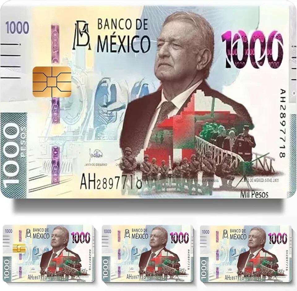Mexico Amlo 1000 Peso Credit Card Sticker Skin Vinyl Card Cover Pack of 2