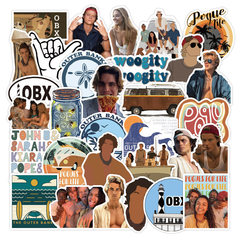 100Pcs Outer Banks Stickers for Kids Water Bottle Laptop Waterproof Scrapbooking