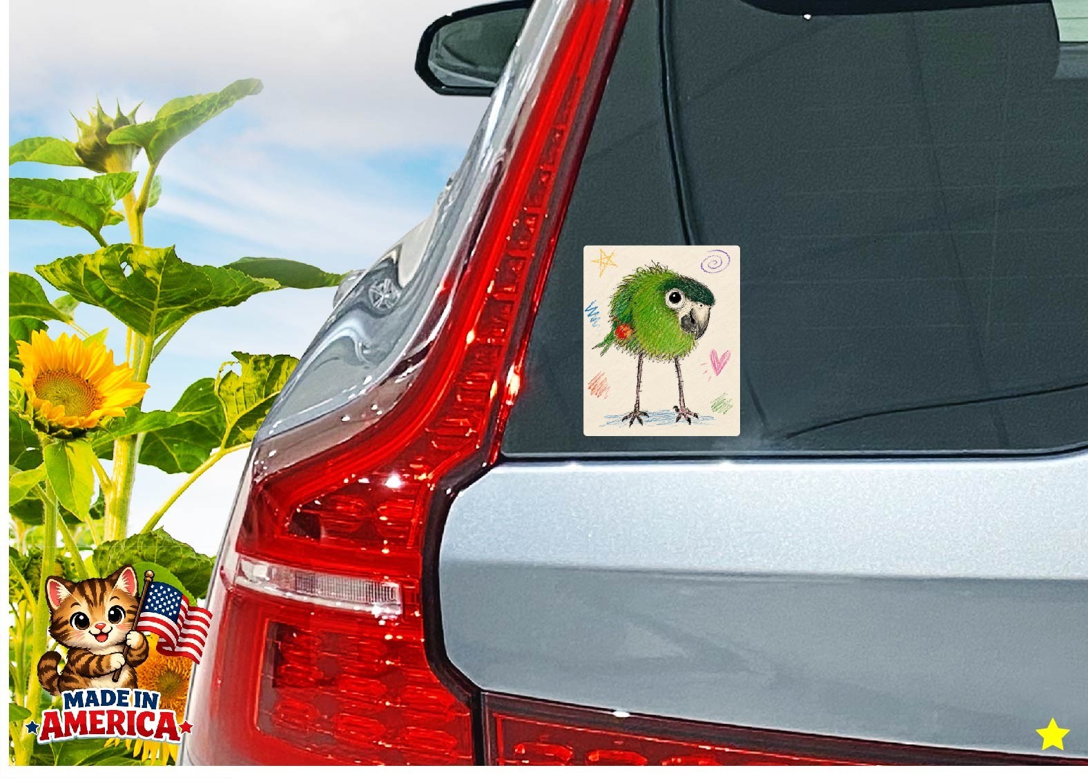 Funny Macaw Parrot Decal Sticker Hahns Greenwing Feathers Cute Bird Lady Gift