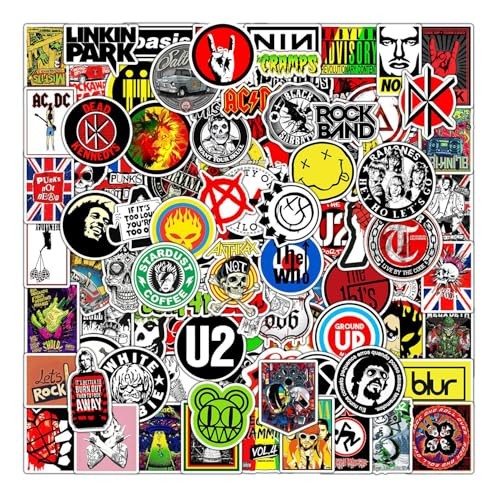 100 PCS Music Themed Graffiti Stickers, Multicolor Vinyl Waterproof Aesthetic