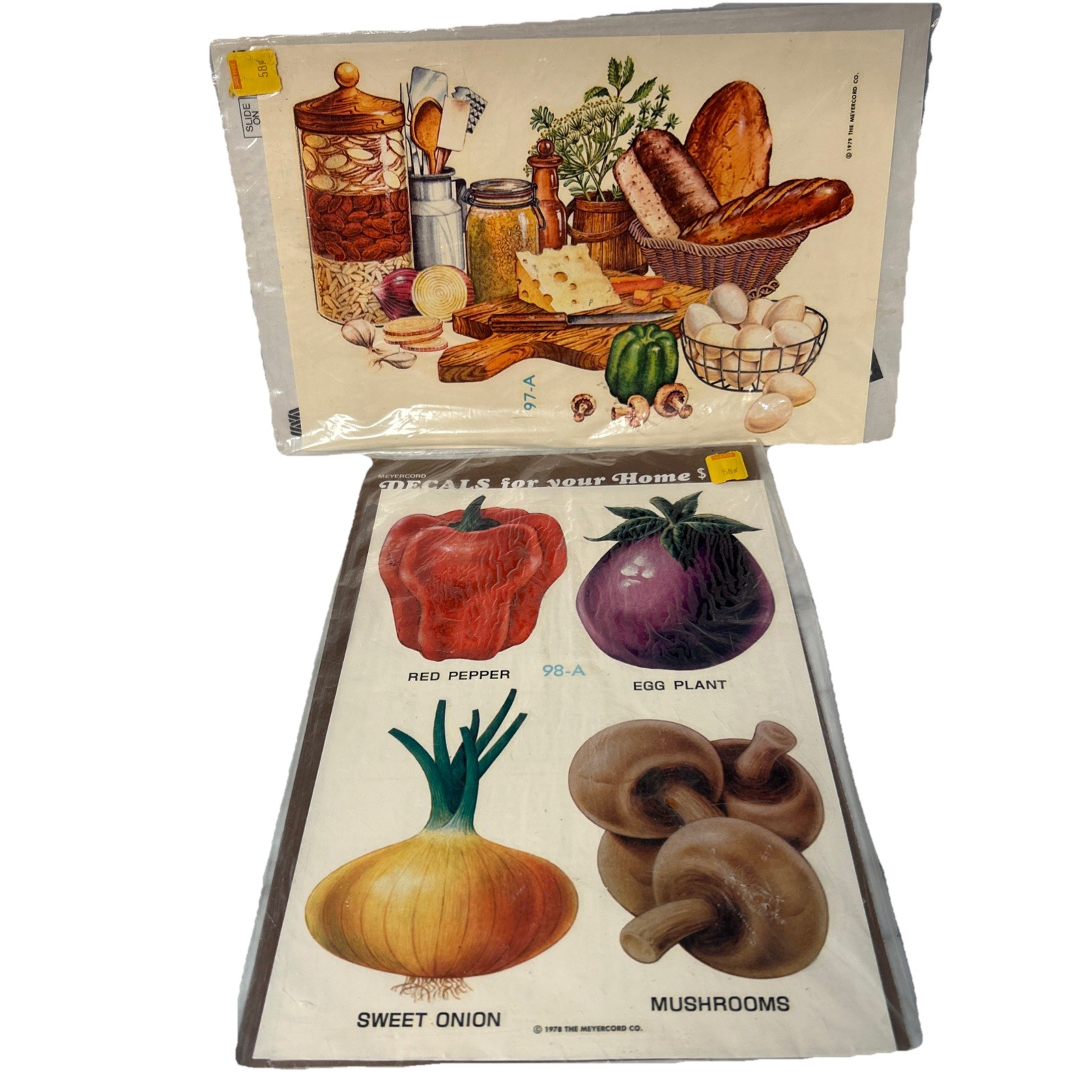 Vintage Meyercord Decals Lot Grain And Vegetables Retro Kitchen Decor Restaurant