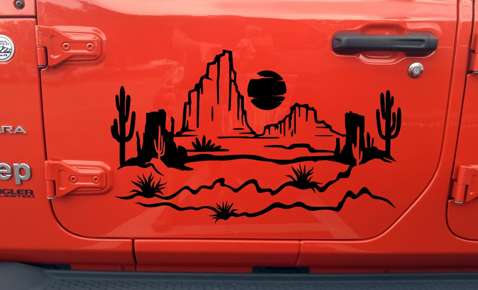 Desert Cactus Mountain Scene V8 Vinyl Decal – RV Camper Graphics Sun – Sticker