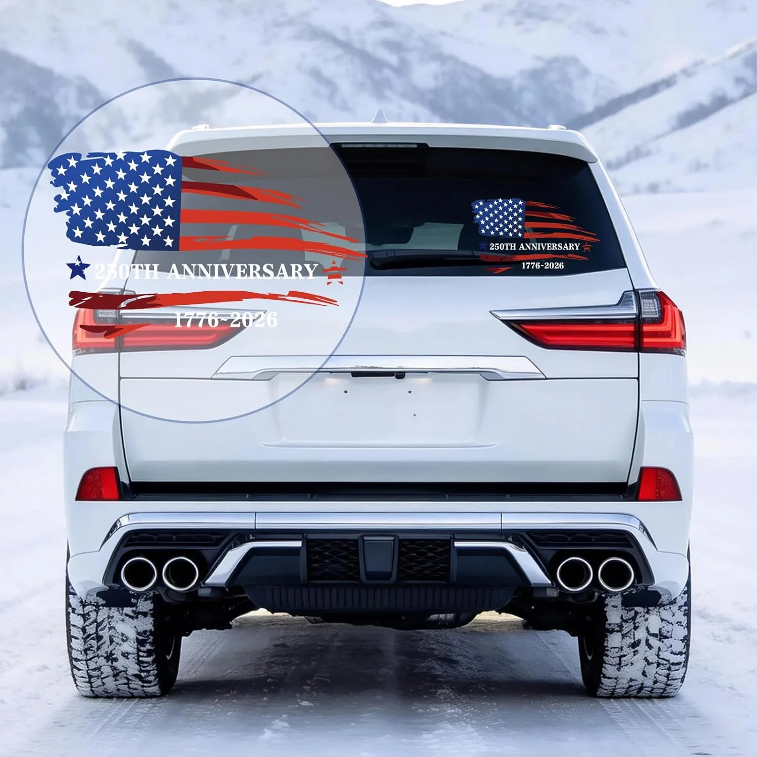2 Pack America 250th Anniversary 1776-2026 Car Window Decals, American Flag Viny