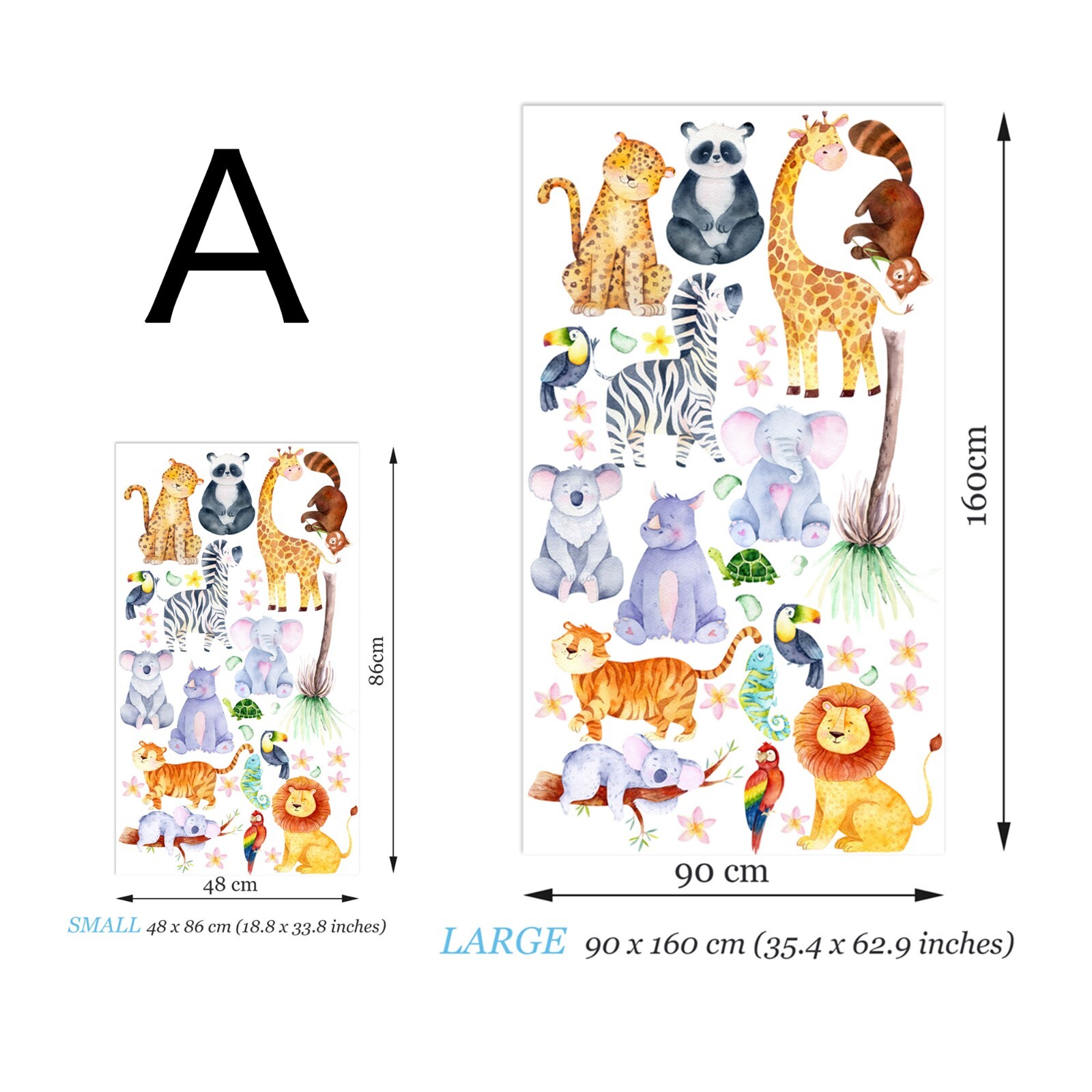 Safari African Animals Giraffe Lion Zebra Tiger Koala Jungle nursery wall decal