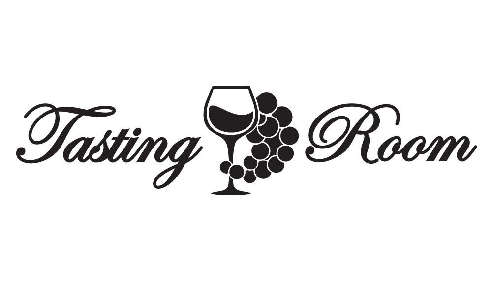 Tasting Room Wine Vinyl Quote Sticker Decal (Mirror not Included) 7"w or 9"w