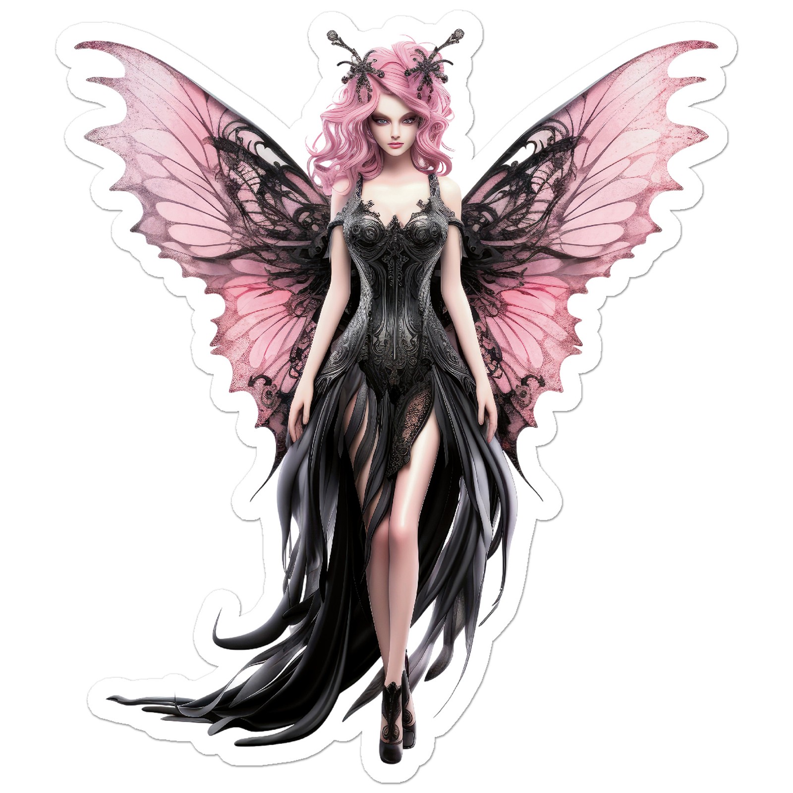 Pink Black Fairy – Vinyl Decal Sticker – Car Window Laptop – ebn12089