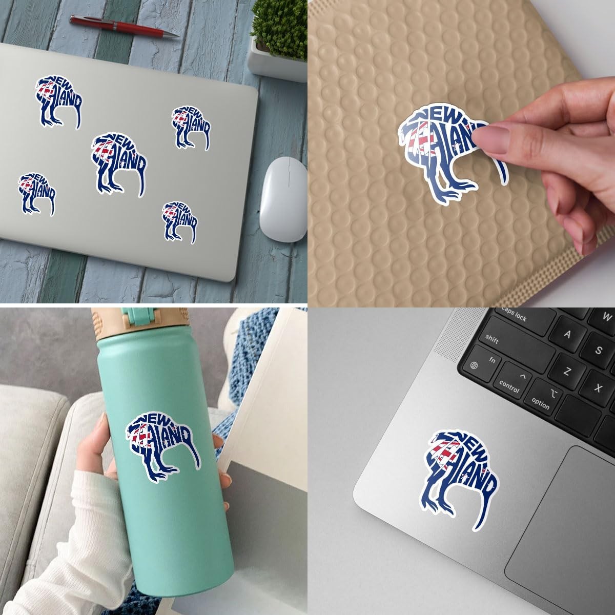 3Pcs New Zealand Sticker Funny Kiwi Bird Flag Design Gift for Women Friends Cowo