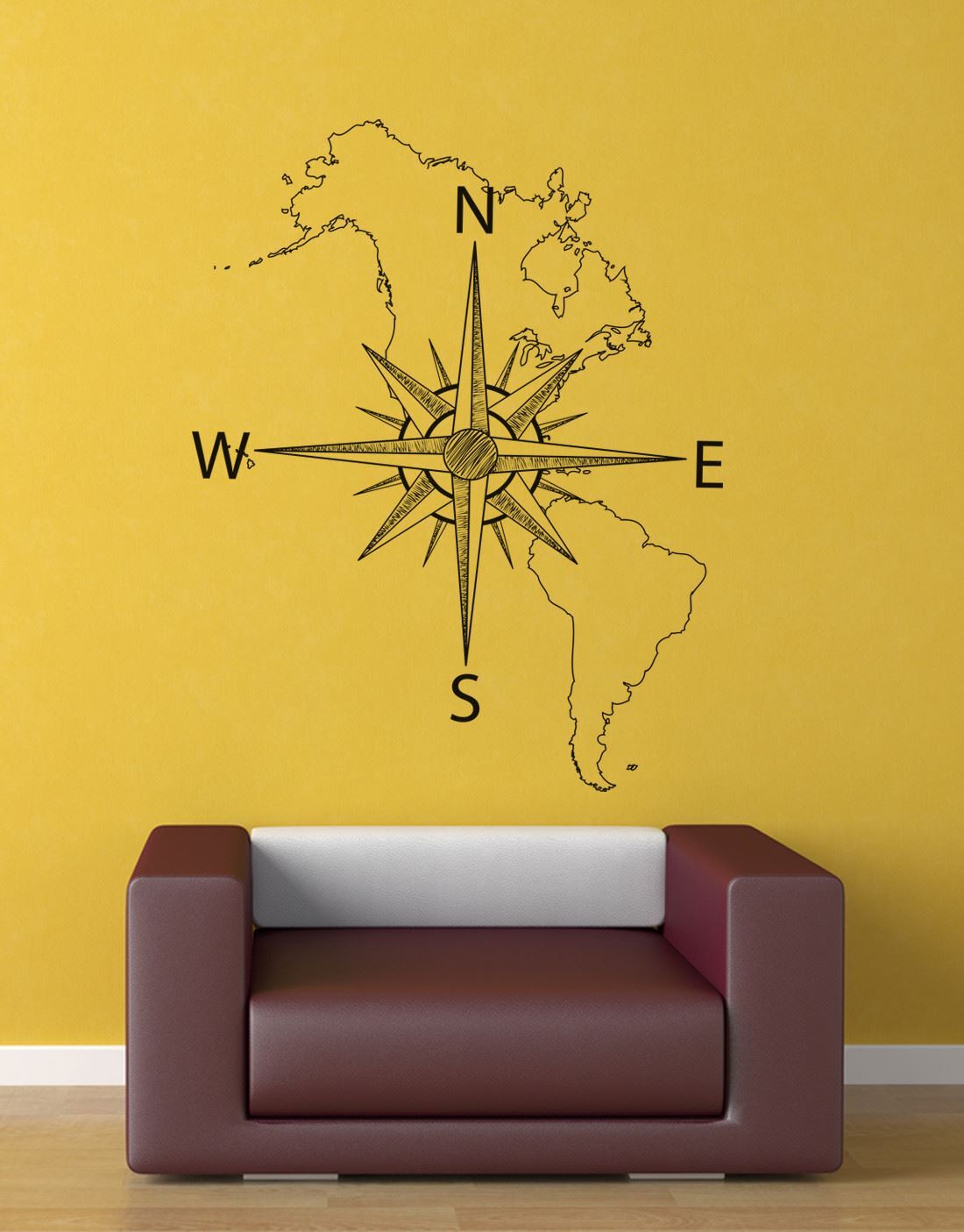 Nautical Map of North & South America w/ Compass Wall Decal Stickerbrand #6018
