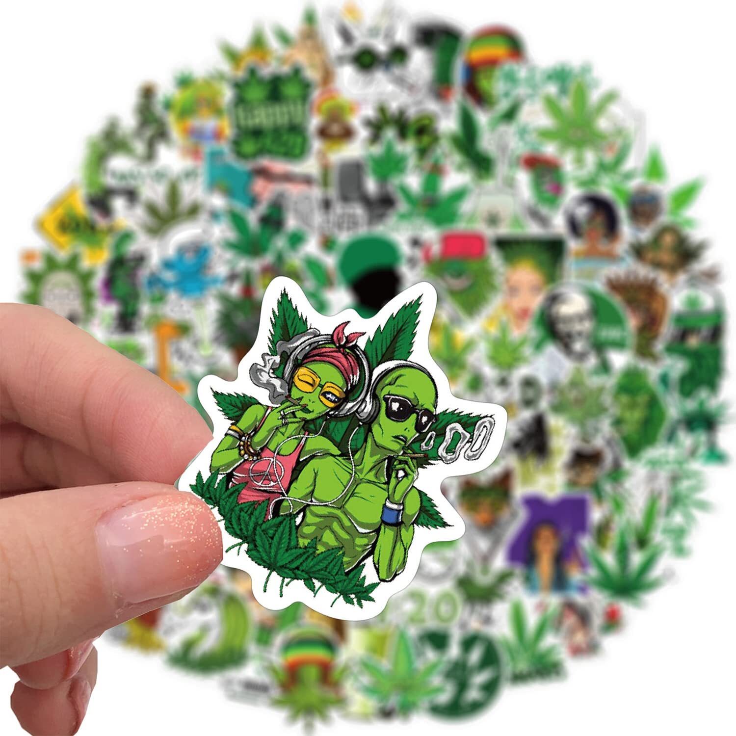 200pcs Weed Stickers 420 Funny cannabis Character Smoking Marijuana Hippie Decal
