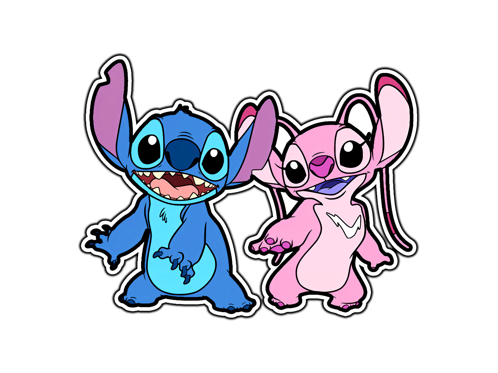 Stitch & Pink Friend Waterproof Vinyl Sticker Decal Die-Cut