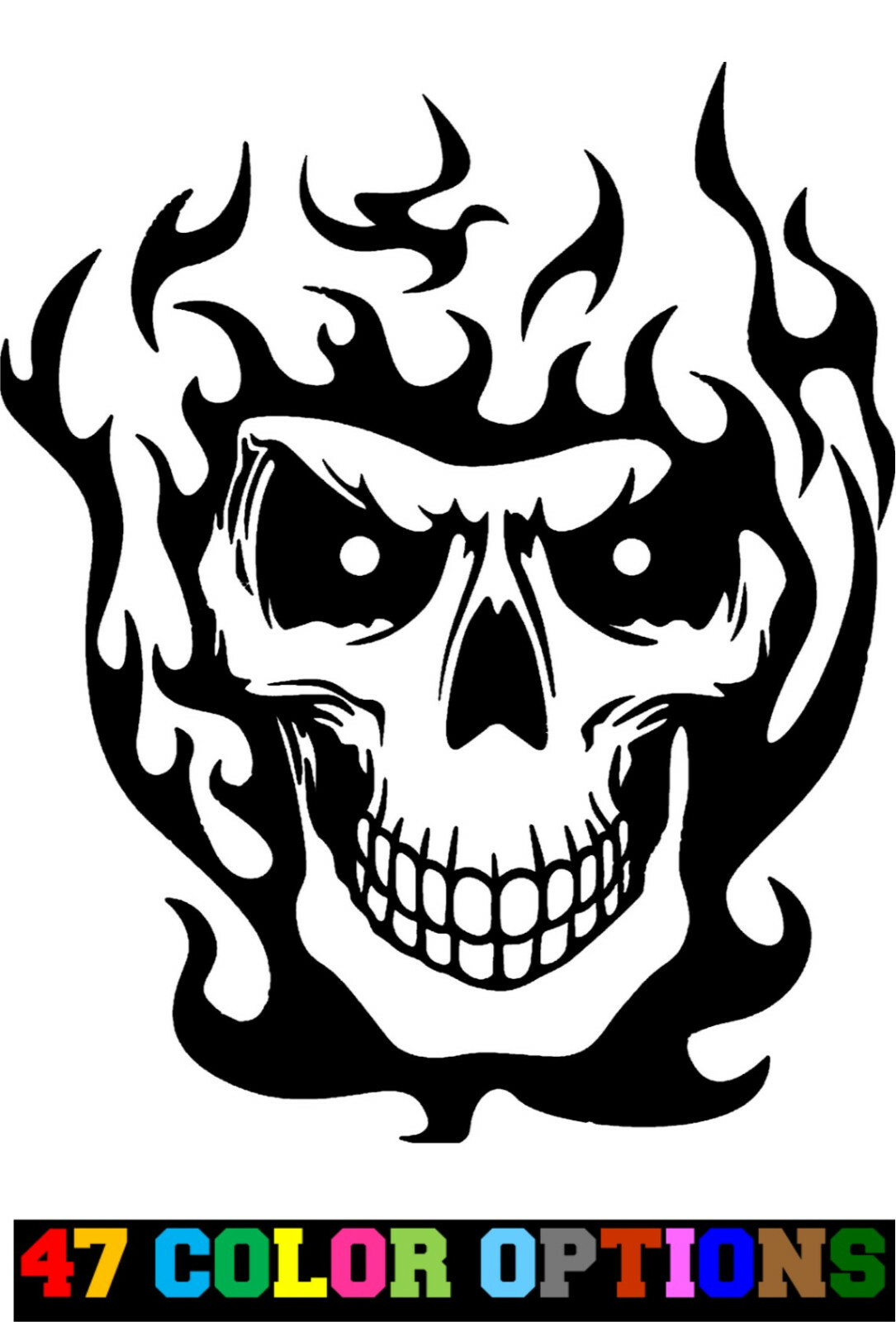 Vinyl Decal Truck Car Sticker Laptop – Zombie Horror Flames Burning Skull