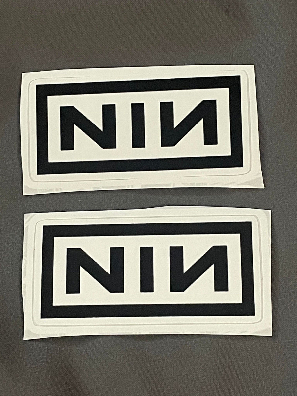 Lot of (2) NINE INCH NAILS 1 1/8" x 2 1/2" Band STICKERS White Black FAST! FREE!