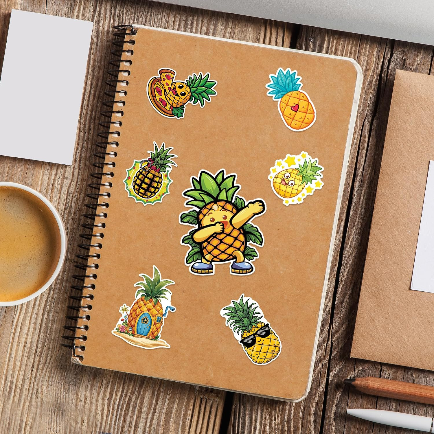 Pineapple Stickers 50 Pieces Vinyl Waterproof Decal for Laptop Water Bottle Phon