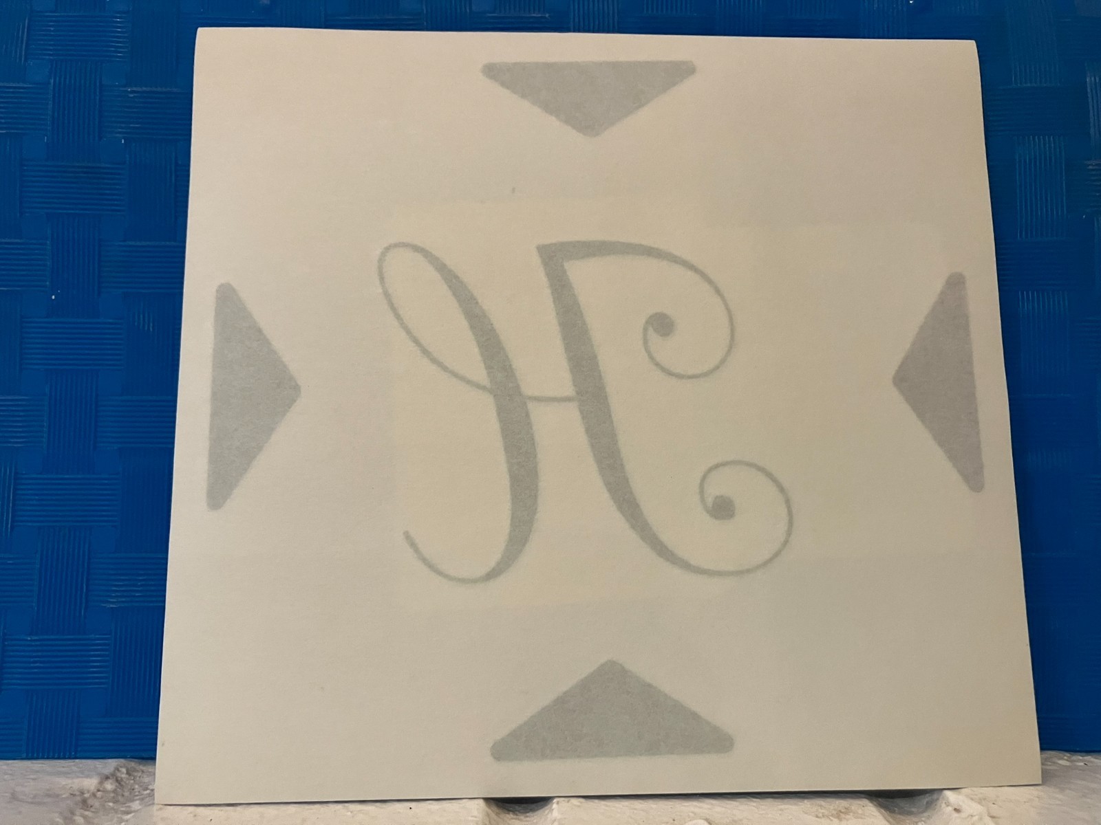 4 Uppercase Living Decals with Initial "H" in Etched Glass Vinyl Pattern