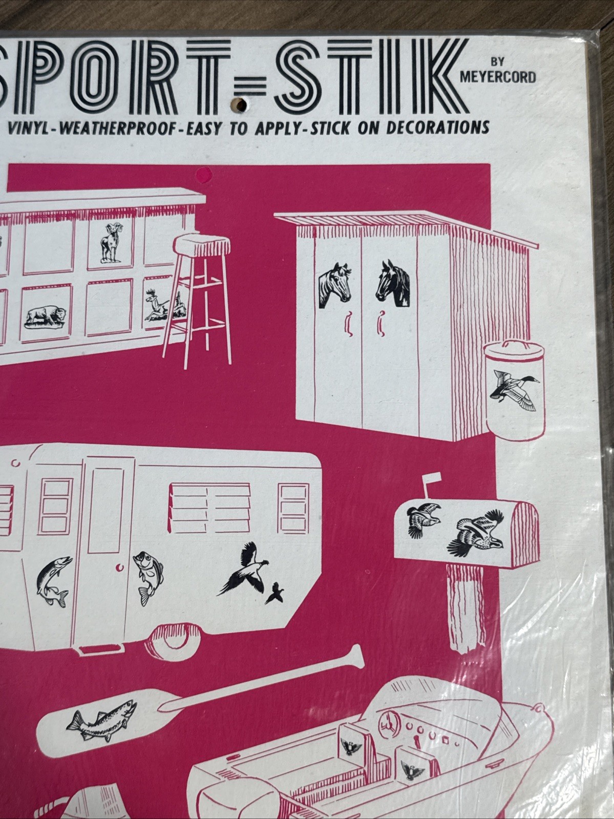 Vintage 1960s 1970s NOS Decal Metercord Sport-Stik Novelty 5 Stickers on Sheet