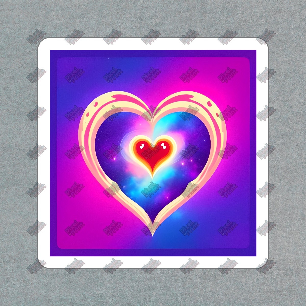 Vibrant Cosmic Heart Vinyl Sticker Colorful Decal for Laptops, Water #308851