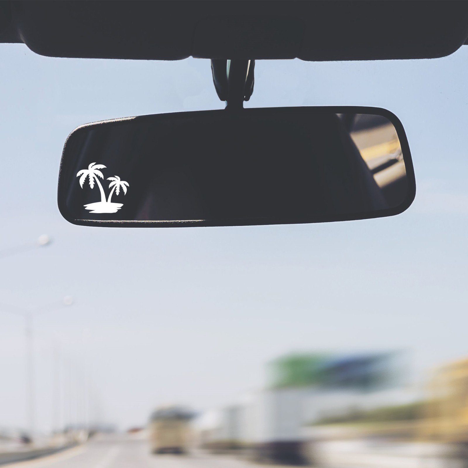 Palm Trees on Beach Vinyl Decal Sticker Rearview Mirror Car Truck Set of 2