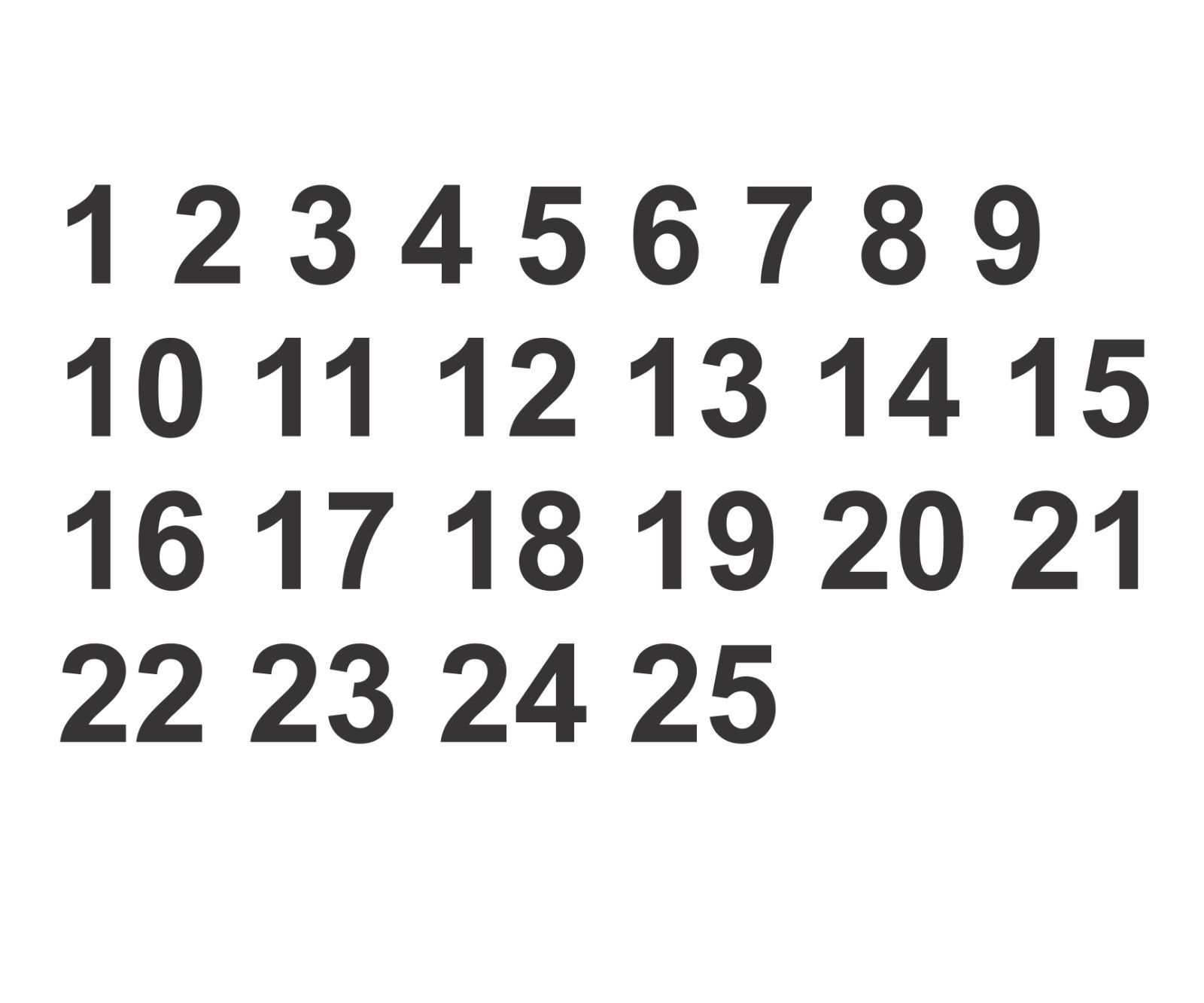 Storage Unit Location Numbers 1-25 Vinyl Sticker Decals – Select Color & Size